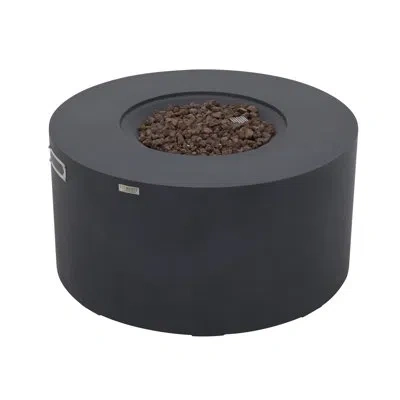 Elementi Pacaya 43" Outdoor Concrete Fire Table With Built-in Propane Tank Storage 45,000 Btu - Includes Lava In Gray,dark Gray