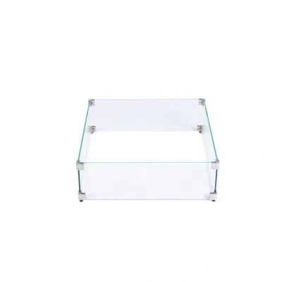 Elementi Plus Square Fire Pit Flame Guard In Clear
