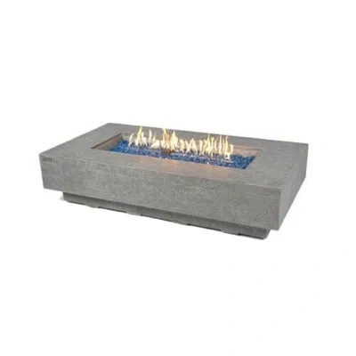 Elementi Riviera / Positano 60" Outdoor Sandstone Fire Pit 60,000 Btu - Includes Fire Glass, Lid & Pvc Cover In Light Gray