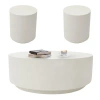 Elementi Rome Concrete 3 Piece Coffee Table Set In White