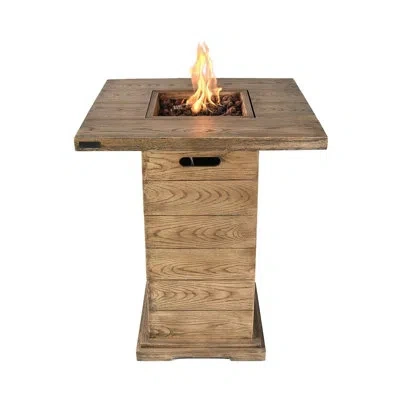 Elementi Rova 34" Outdoor Bar Height Concrete Propane Fire Table 40,000 Btu - Includes Lava Rocks & Pvc Cover In Brown