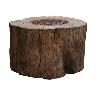 Elementi Warren Outdoor Redwood Concrete Propane Fire Pit - Includes Lava Rocks & Pvc Cover In Red;redwood