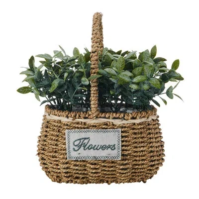 Elements 10" Artificial Seagrass In Basket In Green