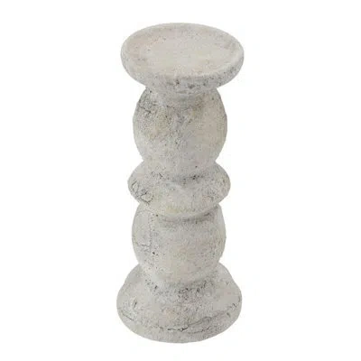 Elements 11.81" Ceramic Candlestick In White