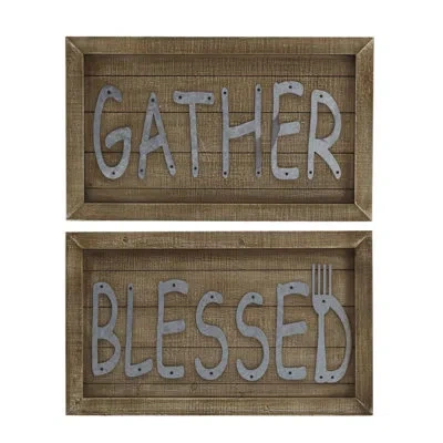 Elements 2 Piece Wall Décor Set In Brown;gray