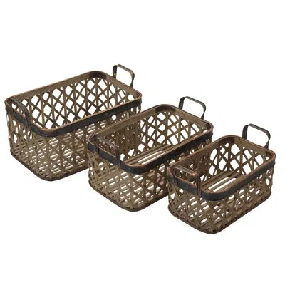 Elements 3-piece 17x19-in Bamboo Crisscross Baskets In Natural