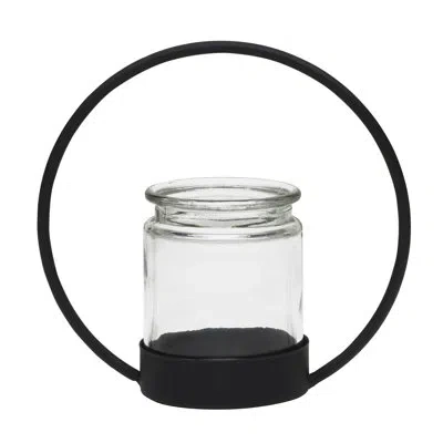 Elements 7 In. Tabletop Hurricane In Black,clear