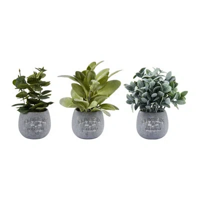 Elements Artifical Greenery With Burlap Pots, 3 Piece