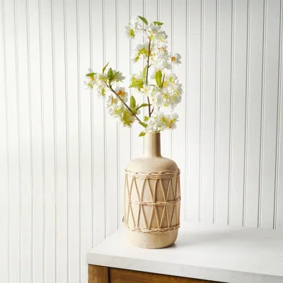 Elements Artificial Cherry Blossom Stem, 25 Inch In White