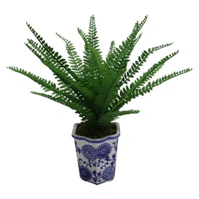 Elements Artificial Fern Plant In Pot, 18 Inch In Green