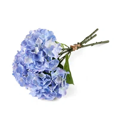 Elements Artificial Hydrangea Flowers, Set Of 3, 18 Inch In Blue