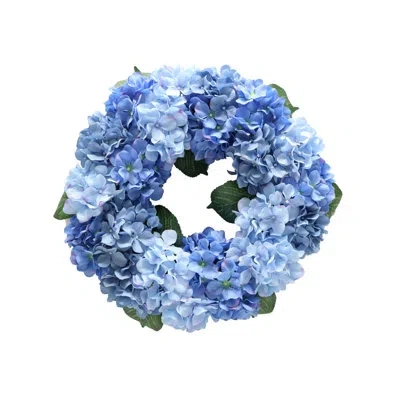 Elements Artificial Hydrangea Wreath, 22 Inch In Blue