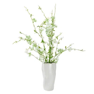 Elements Artificial White Flower Greenery, 25 Inch