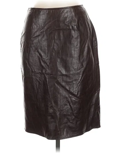 Pre-owned Elements By Vakko Leather Skirt In Brown