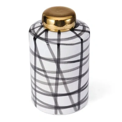 Elements Ceramic Ginger Jar In Black;white