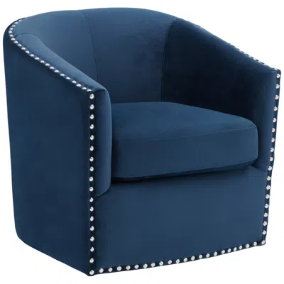 Elements Fullerton Nail Head Trim Navy Blue Swivel Accent Chair