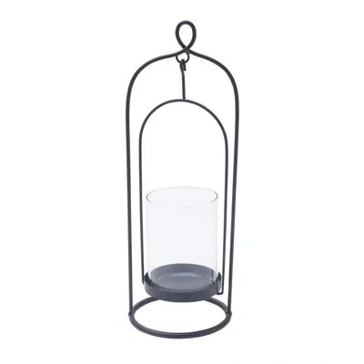 Elements Glass And Metal Tabletop Votive Holder In Black;black
