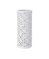 Elements Pierced Quadrefoil Ceramic Lantern, 5" X 12" In White
