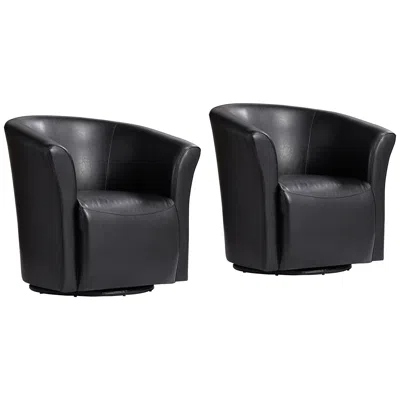 Elements Rocket Rivera Black Swivel Accent Club Chairs Set Of 2