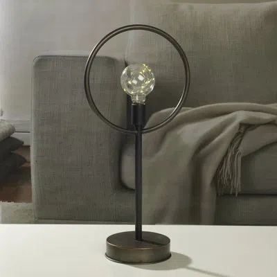 Elements Round Metal Stand With Led Bulb, Assorted In Black