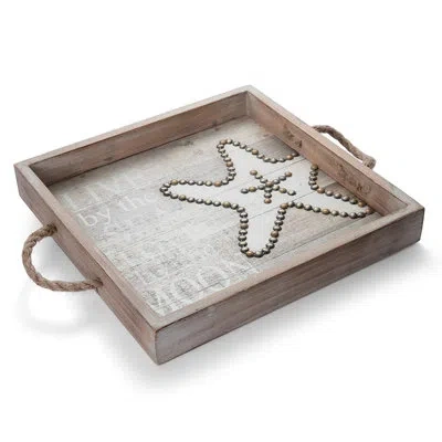 Elements Sea Star Wood Tray, 14-inch, Assorted In Gray