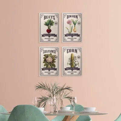 Elements Set Of 4 22-in X 16-in White Metal Seed Wall Decor In Brown;green