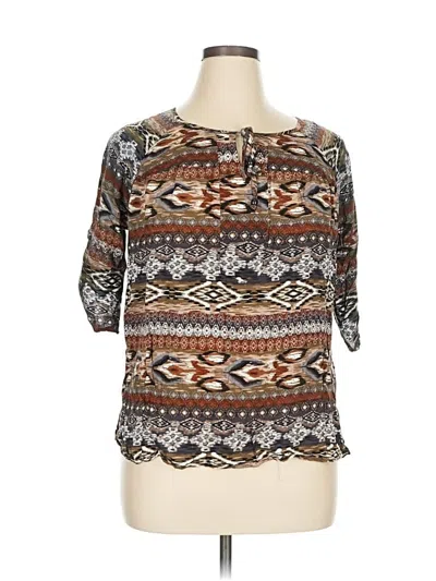 Pre-owned Elementz 3/4 Sleeve Blouse In Brown