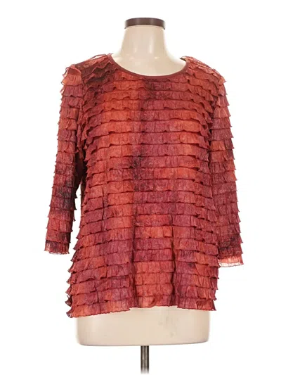 Pre-owned Elementz 3/4 Sleeve Blouse In Burgundy