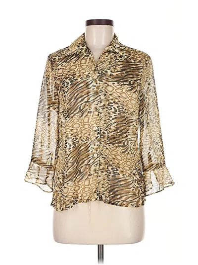 Pre-owned Elementz 3/4 Sleeve Blouse In Gold