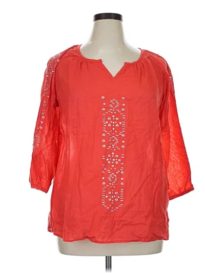 Pre-owned Elementz 3/4 Sleeve Blouse In Orange