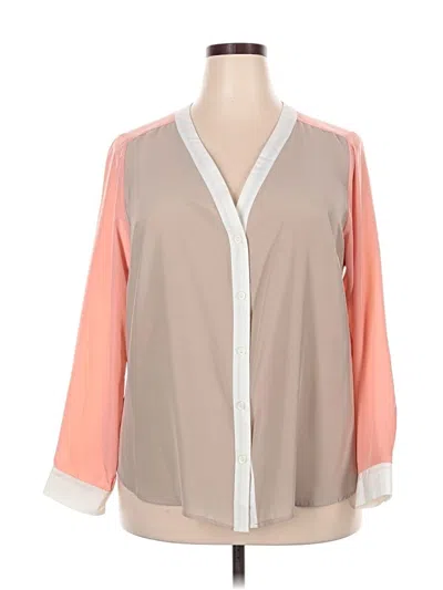 Pre-owned Elementz 3/4 Sleeve Blouse In Tan