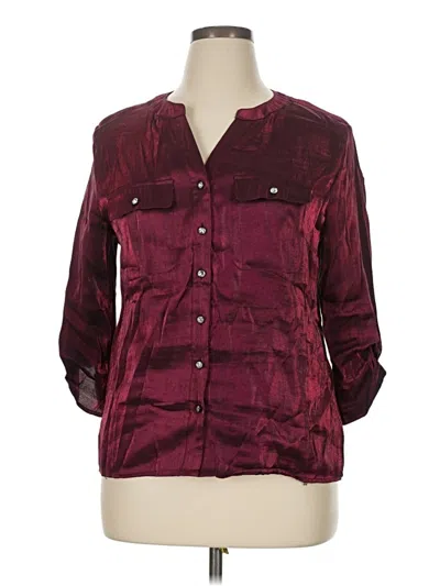 Pre-owned Elementz 3/4 Sleeve Button Down Shirt In Burgundy