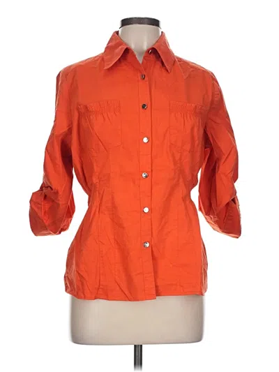 Pre-owned Elementz 3/4 Sleeve Button Down Shirt In Orange