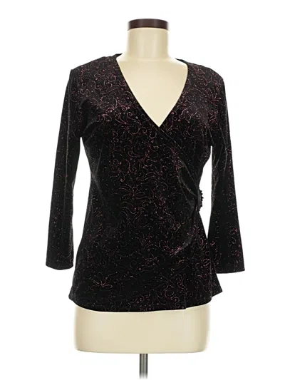 Pre-owned Elementz 3/4 Sleeve Top Black Plunge Neckline Tops