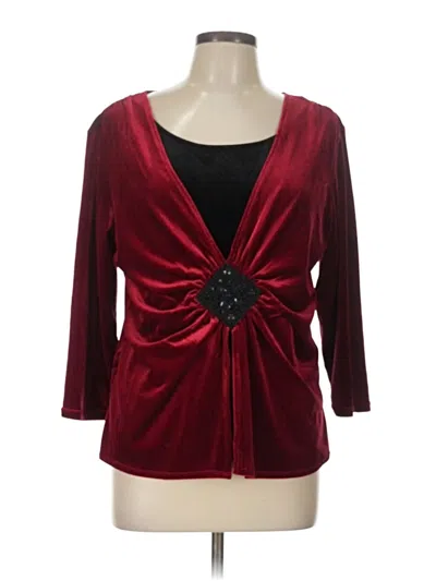 Pre-owned Elementz 3/4 Sleeve Top Burgundy Plunge Neckline Tops