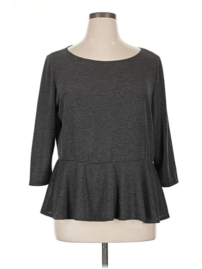 Pre-owned Elementz 3/4 Sleeve Top Gray Boatneck Tops