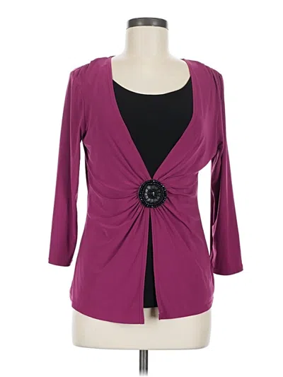 Pre-owned Elementz 3/4 Sleeve Top Purple Sweetheart Neckline Tops