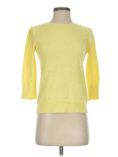Pre-owned Elementz 3/4 Sleeve Top Yellow Boatneck Tops