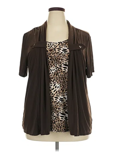 Pre-owned Elementz Short Sleeve Blouse In Brown
