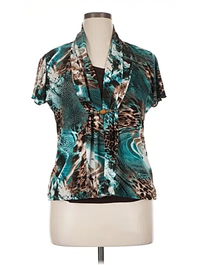 Pre-owned Elementz Short Sleeve Blouse In Teal