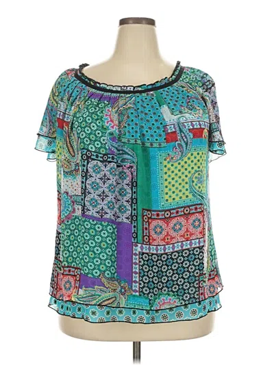 Pre-owned Elementz Short Sleeve Blouse In Teal