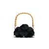 Elemood_japan Women's Blossom Shoulder Bag Cloud Black With Natural Bamboo Handle