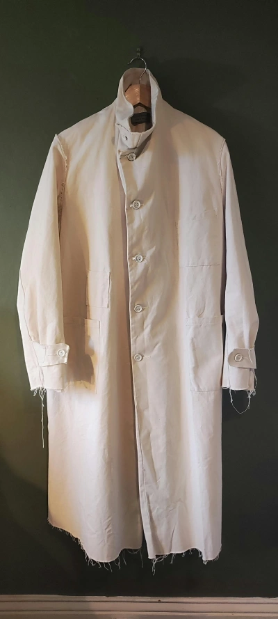 Pre-owned Elena Dawson : High Neck Duster Coat In Off White