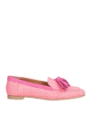 Elena Del Chio Woman Loafers Fuchsia Size 8 Textile Fibers In Pink