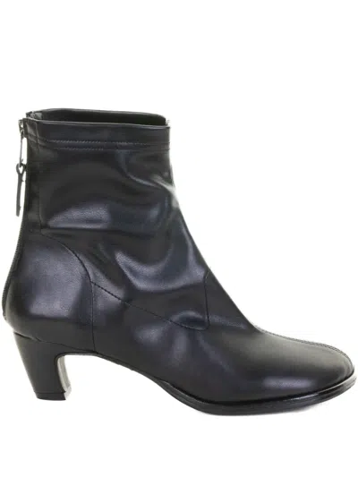 Elena Iachi Black Leather Ankle Boots In Blue
