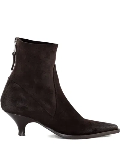 Elena Iachi 50mm Pointed-toe Zipped Ankle Boots In Brown