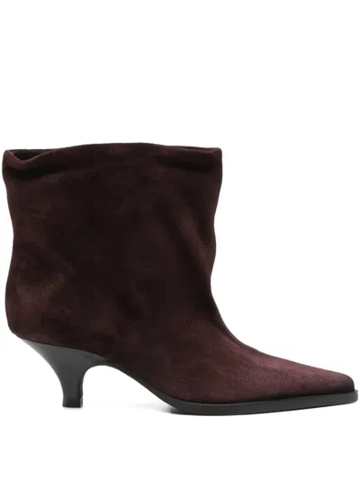 Elena Iachi 50mm Suede Ankle Boots In Burgundy