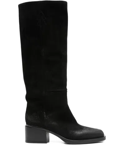Elena Iachi 60mm Suede Knee-high Boots In Black