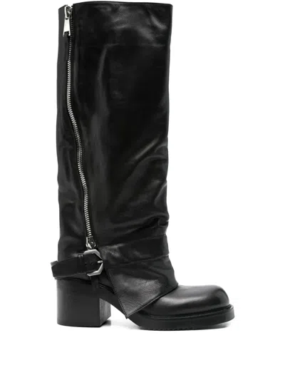 Elena Iachi 70mm Leather Knee-high Boots In Black