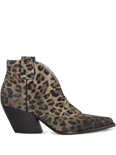 Elena Iachi 70mm Leopard-print Cowboy Boots In Brown